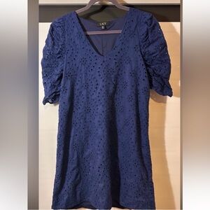 L.N.V. Navy Blue Eyelets shift  dress size XL